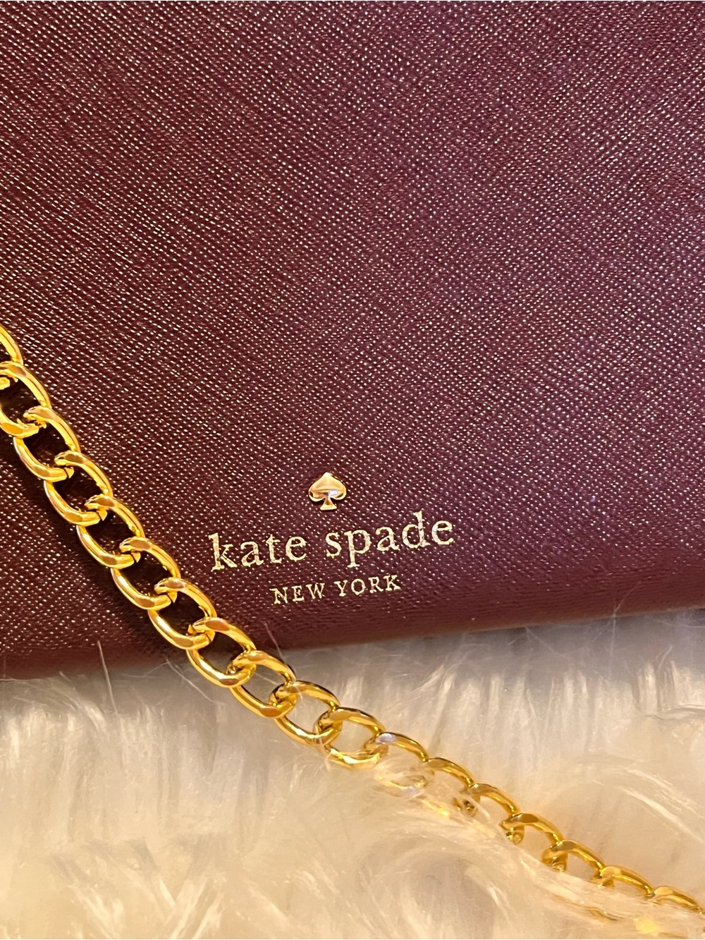 kate spade Burgundy clutch Crossbody bag chain can be  removable - Picture 4 of 13